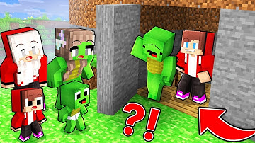 JJ and Mikey Built Secret Base to Hide from Their Families - Minecraft Maizen