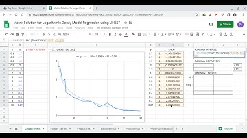Matrix Solution for Logarithmic Decay Model Regression using LINEST