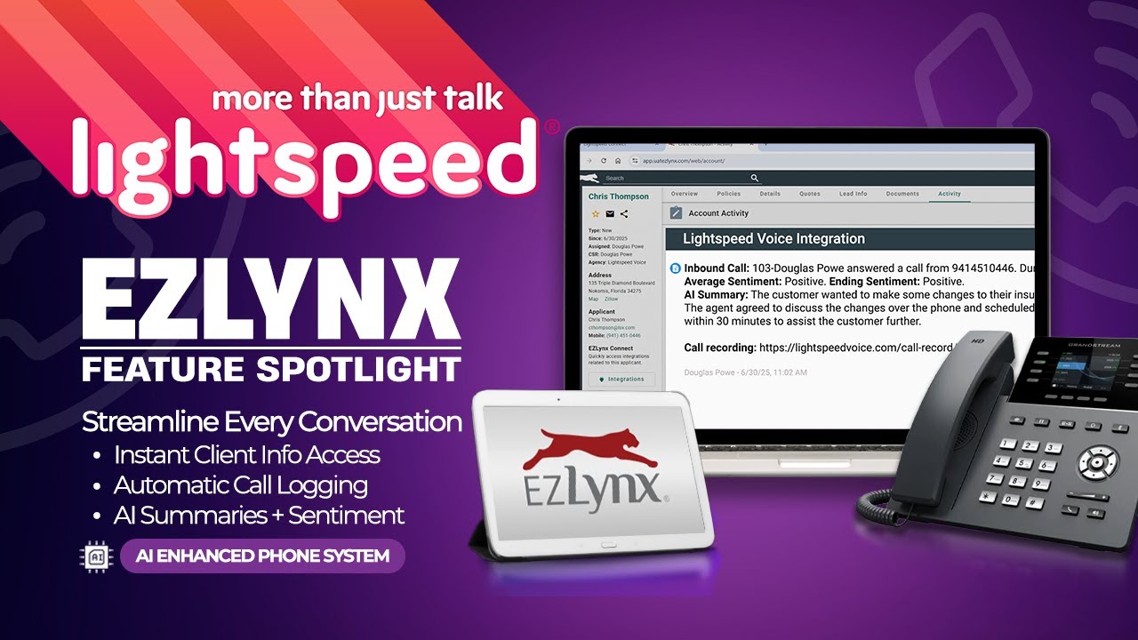 Lightspeed Voice + EZLynx | Call Popups, Recordings, and More