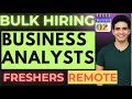 Remote Business Analyst Jobs for Freshers December 2025 | Business Analyst Fresher Salary