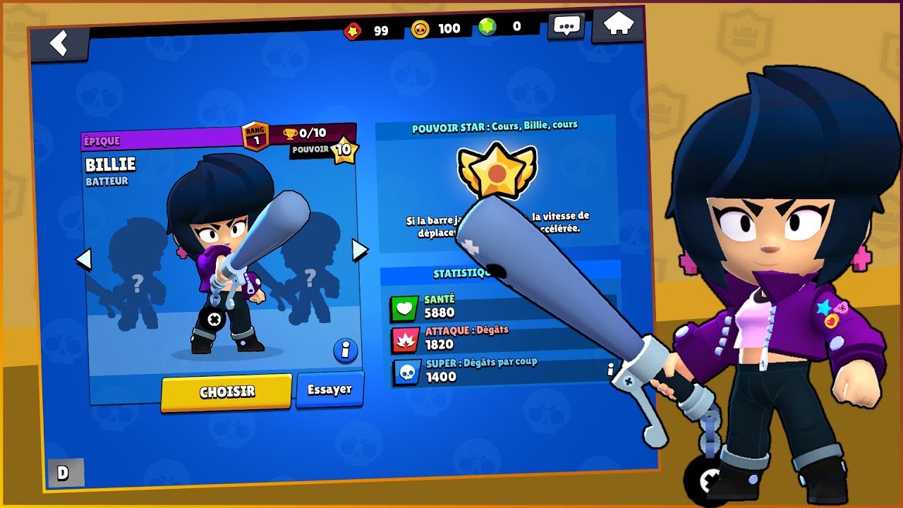 Tout Savoir Nouveau Brawler Billie Bibi Brawl Stars Billie Gameplay Youtube - tout les équipement billy brawl stars