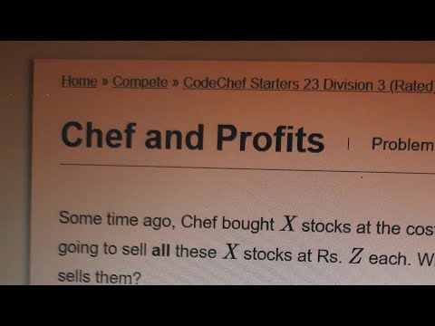 chef and profits codechef starters january 2021 solution