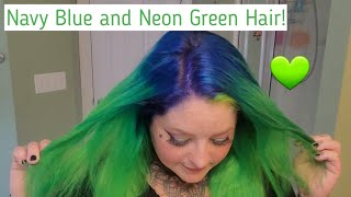 Navy Blue Velvet and Neon Green Hair! | Lunar Tides &amp; Manic Panic