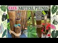 Tropical garden decor  diy decorative nautical pilings  garden tour 