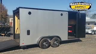 custom 7 x 16 enclosed motorcycle trailer deluxe  toolbox workbench radio lights by Joey fuller best trailers 54 views 2 months ago 2 minutes, 3 seconds