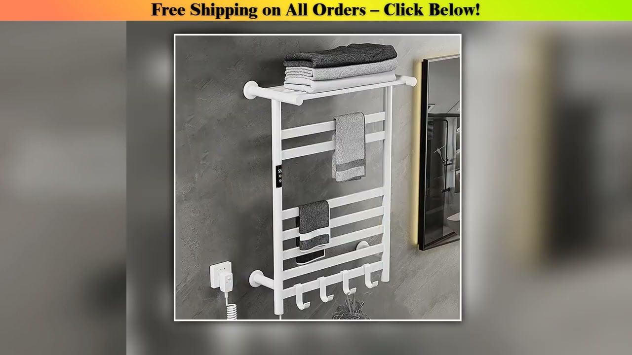 Black/White/Gray Towel Dryer.Digital Display Electric Towel Rack With Shelf.Bathroom Temperature