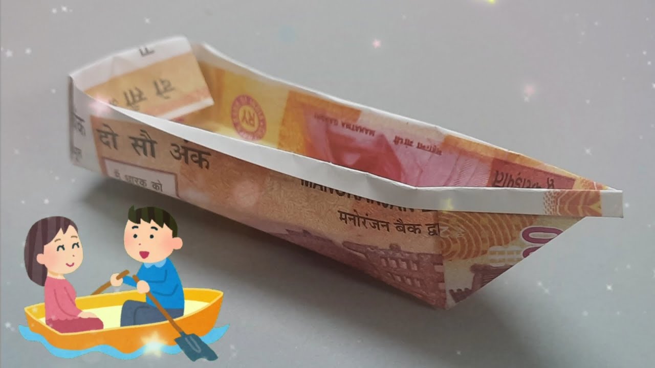 Origami Rowing Boat HOW TO MAKE ROW BOAT WITH 200RS NOTE | MONEY ORIGAMI ROW BOAT - YouTube