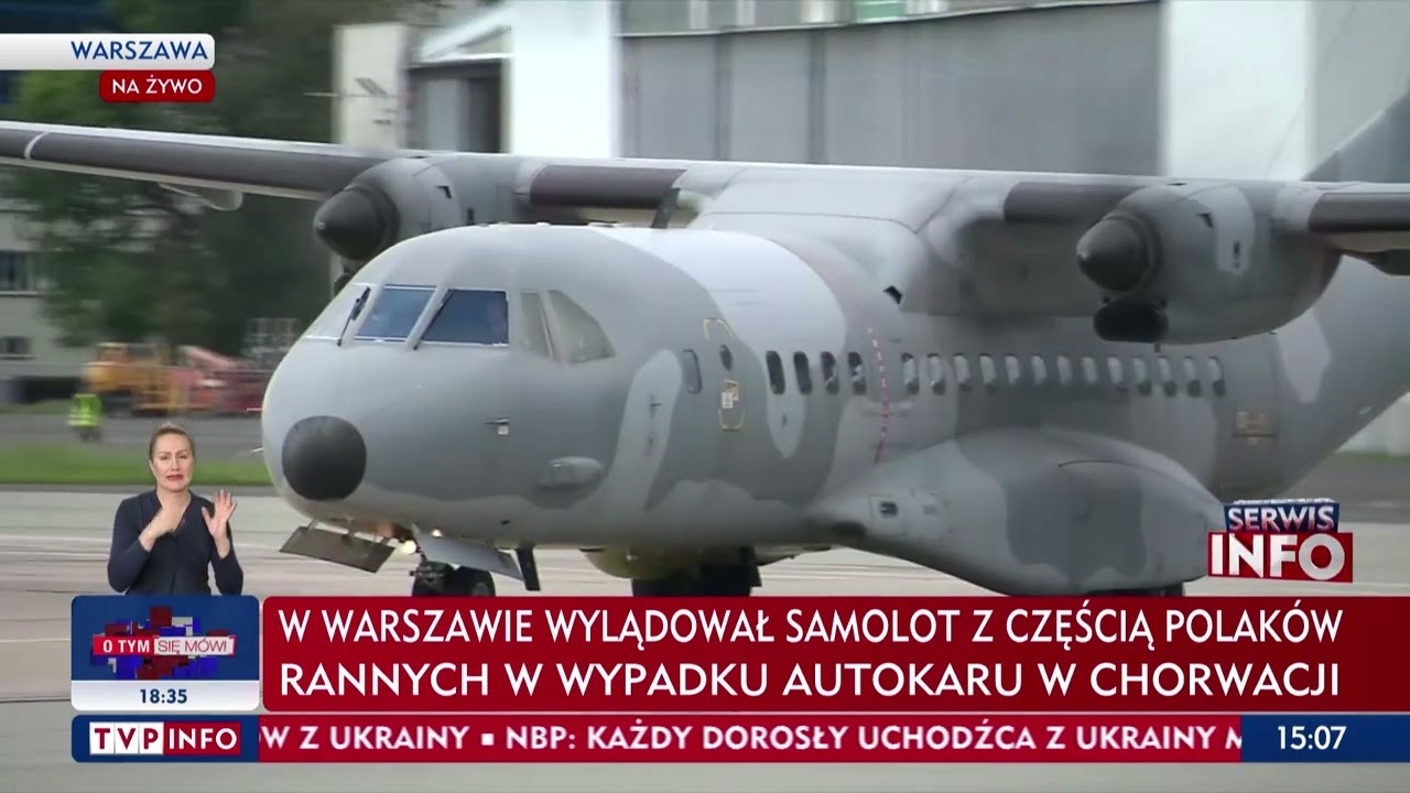 Samolot z 10 osobami poszkodowanymi w wypadku w Chorwacji wylądował w Warszawie