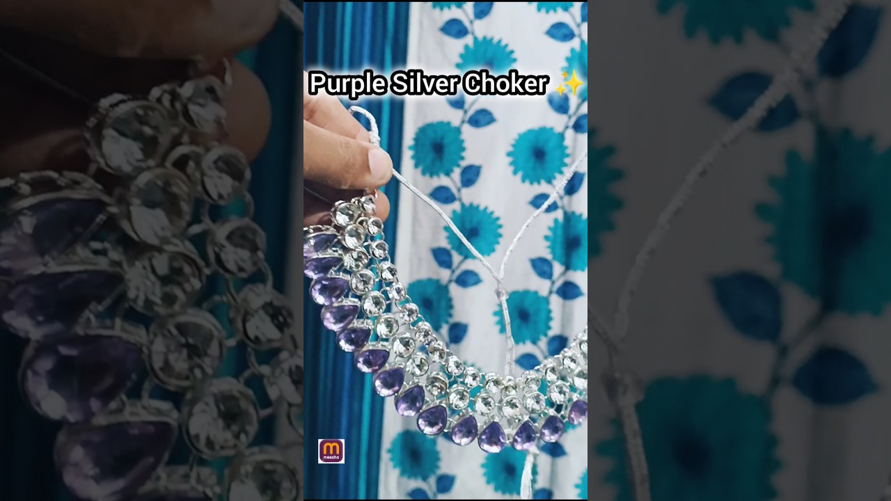 Purple Stone Silver Choker Necklace Set | Traditional Jewellery ✨
