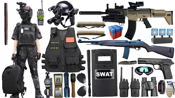 Special police weapon toy set unboxing | SCAR assault rifle, carbine M2 rifle, Glock pistol, bomb