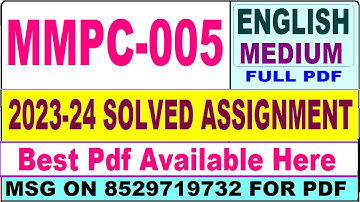 MMPC 005 solved assignment 2023-24 || mmpc 005 solved assignment 2024 || ignou mba new mmpc005