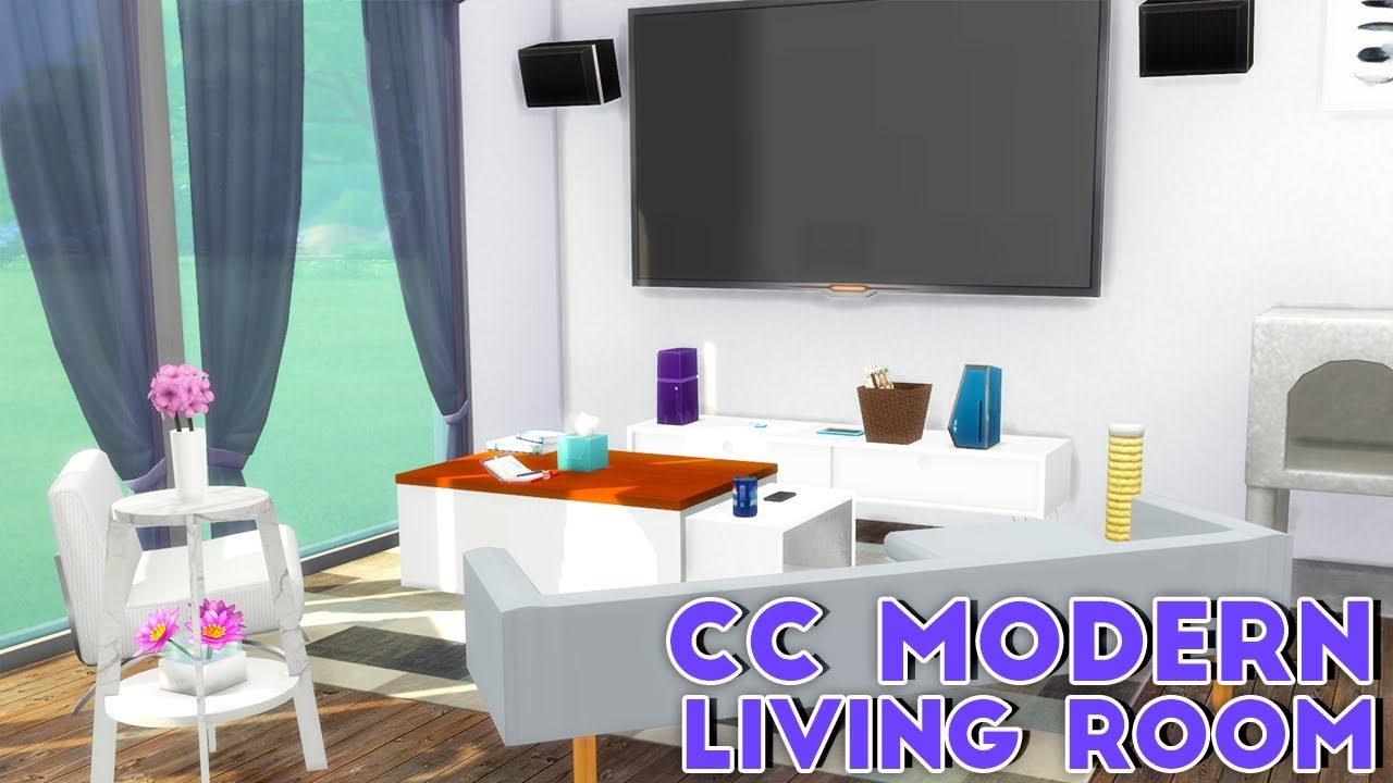 CUSTOM CONTENT MODERN LIVING ROOM // THE SIMS 4 | ROOM BUILD - YouTube