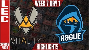 VIT vs RGE Highlights | LEC Spring 2020 W7D1 | Vitality vs Rogue
