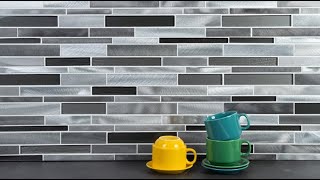 Twilight Interlocking Mixed Aluminum and Glass Mosaic Tile, - Foil Backed Gray