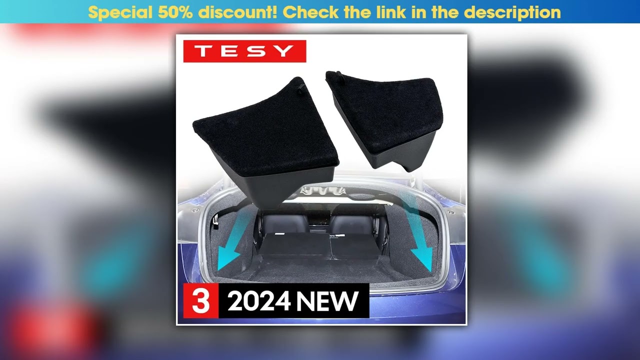 For Tesla Model 3 Highland 2024 Rear Trunk Side ABS Storage Box with Flocking lids Pro Edition