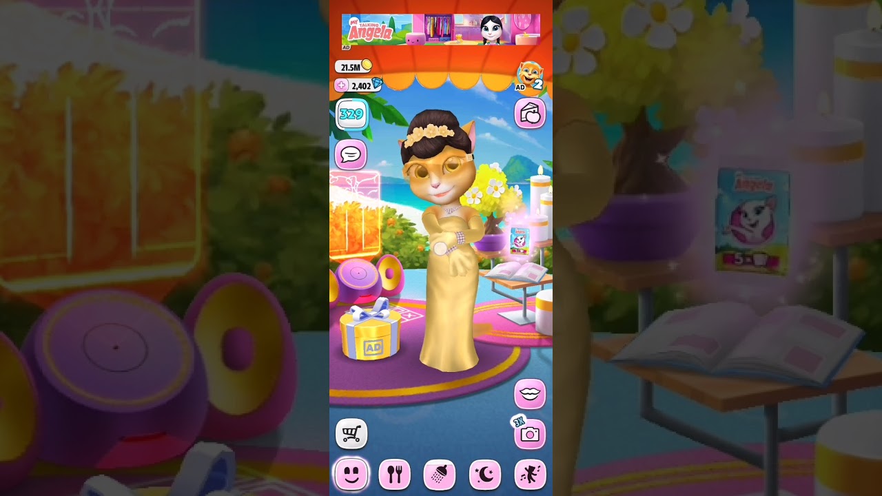 My Talking Angela is a Yellow Princess Girl (Orange Fancy Sunglasses)