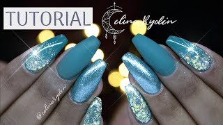 TUTORIAL | TEAL BALLERINA / COFFIN SHAPED NAILS | GEL OVERLAY | LIGHT ELEGANCE