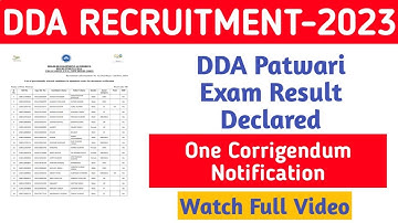 DDA Patwari Exam 2023 Result Declared||Jobless Family||