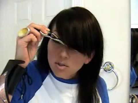 this video is dedicated to my sister, Tiffany....here's how to cut those "nicole richie" kinda bangs...my blog: www.kandeethemakeupartist.blogspot.com FACEBOOK www.facebook.com you need scissors or a razor...you can get em' for about $3 at any beauty supply store....