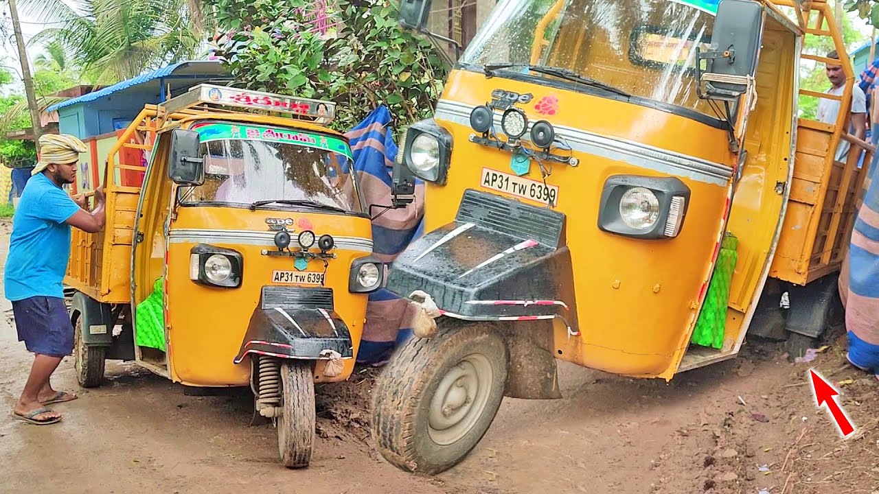 Auto video "PIAGGIO Ape" Trolley Rare Wheel Stuck in Mud Pulling my Man