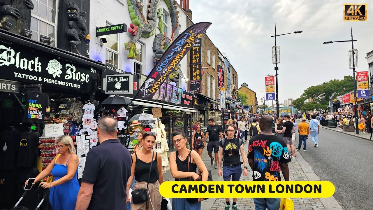 Camden Town Market Walk: London’s Punk, Food & Street Culture | London, UK | 4K