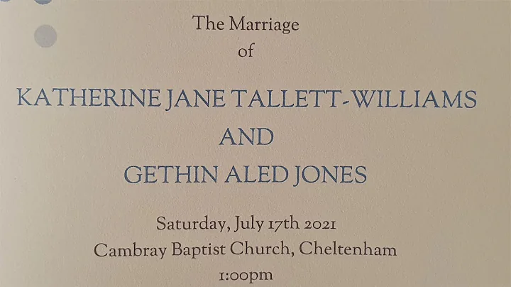 The Marriage of Katherine Jane Tallett-Williams and Gethin Aled Jones