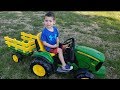 John Deere Ground Force Tractor with Trailer Peg Perego  Unboxing and Assembly | Toy Cars for kids