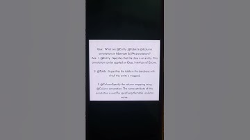 What are @Entity ,@table,@Column annotations in hibernate & JPA annotations?#java Java #entity