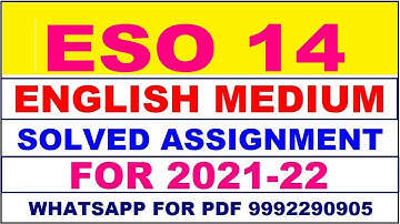 ESO 14 Solved Assignment 2021-22 in ENGLISH,  Whatsapp For Pdf  9992290905.