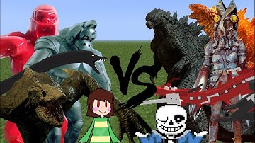 CHARA vs SANS, GODZILLA vs SCP-3000, PARTICLE ENTITY vs SKULLCRAWLER and more! MCPE Mob Battles!