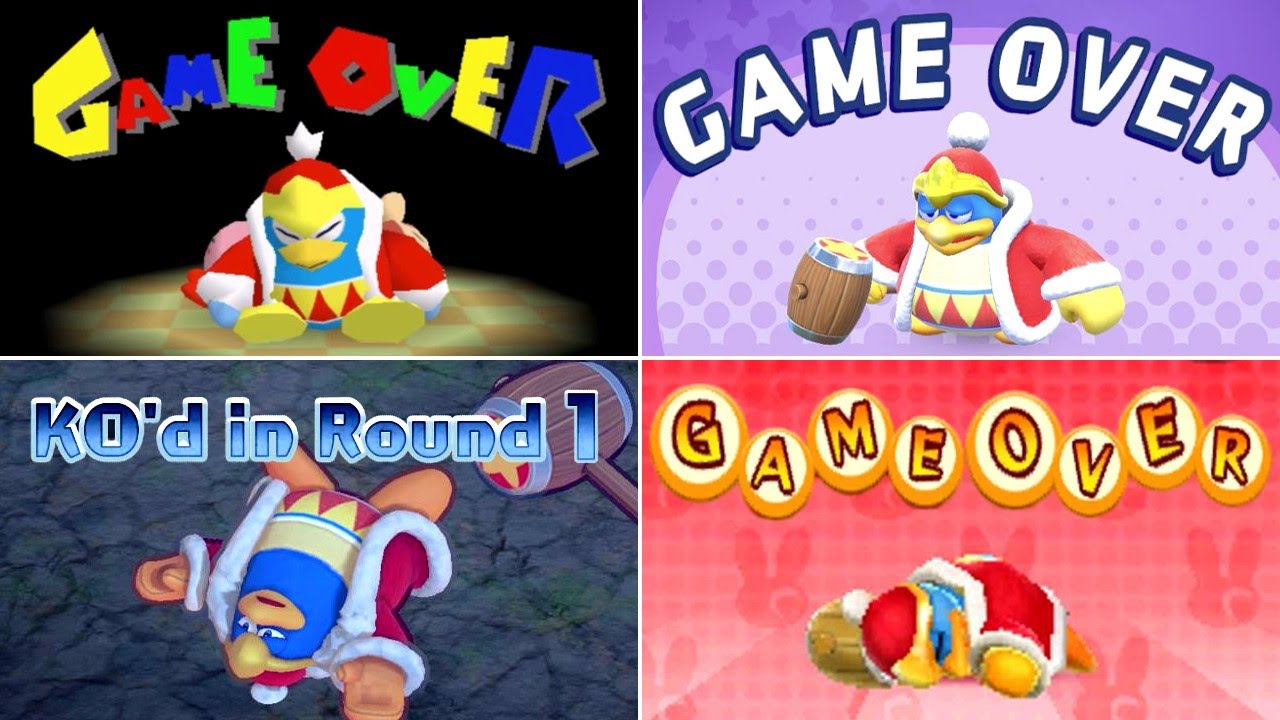 Evolution of King Dedede Game Over Screens in Kirby Games (2000-2025)