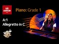 Allegretto in C / ABRSM Piano Grade 1 2023 & 2024, A:1 / Synthesia Piano tutorial