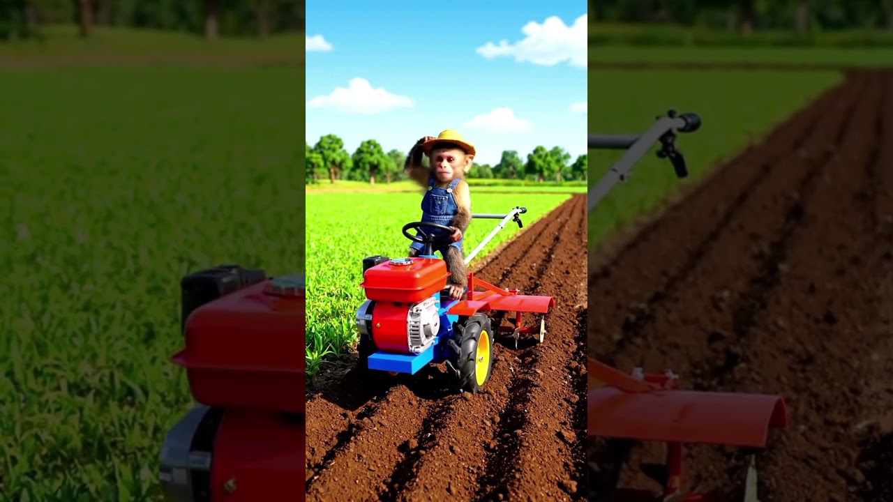 “Cute Monkey Farmer | 15s Funny Farming Story | Shorts Video”