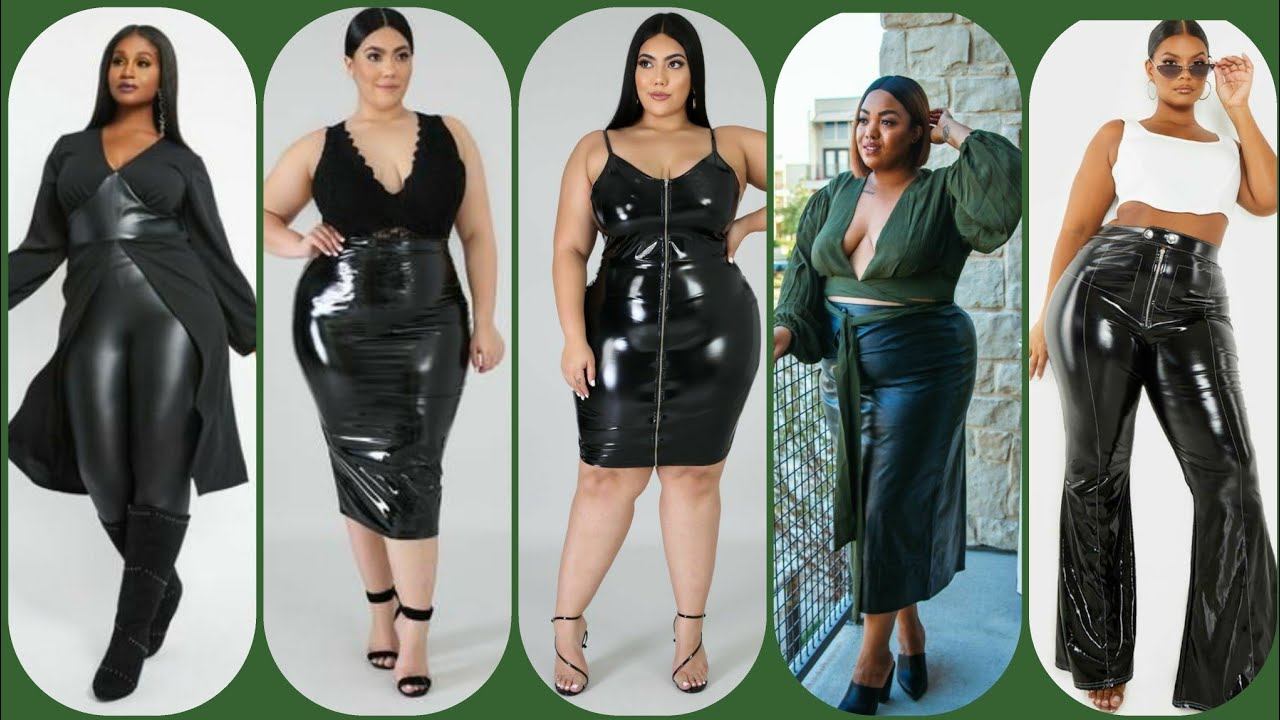 Glossy shinny latex leather plus size outfits for women and girls - YouTube