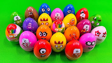 Mixing Rainbow  CLAY with Numberblocks in Dinosaur Eggs Coloring! ASMR