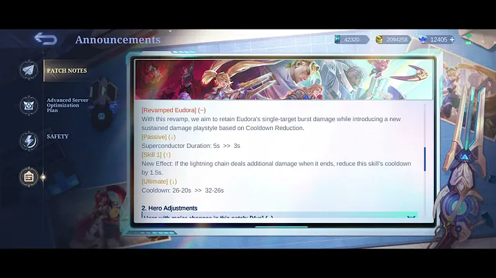 New Hero Marcel, Eudora Yve Adjustment, Mathilda Lapu2 Nerf - Patch Notes 2.1.44 Advance Server MLBB