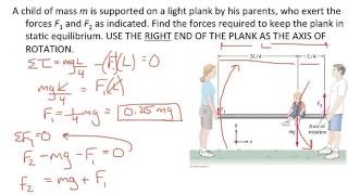 HPhy1 - Ch 11 notes - Static Equilibrium & Ex 11-5ab Child on Plank