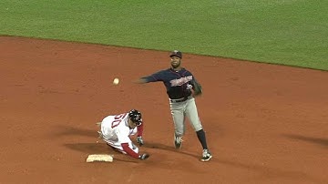 MIN@BOS: Dozier fields grounder, starts double play