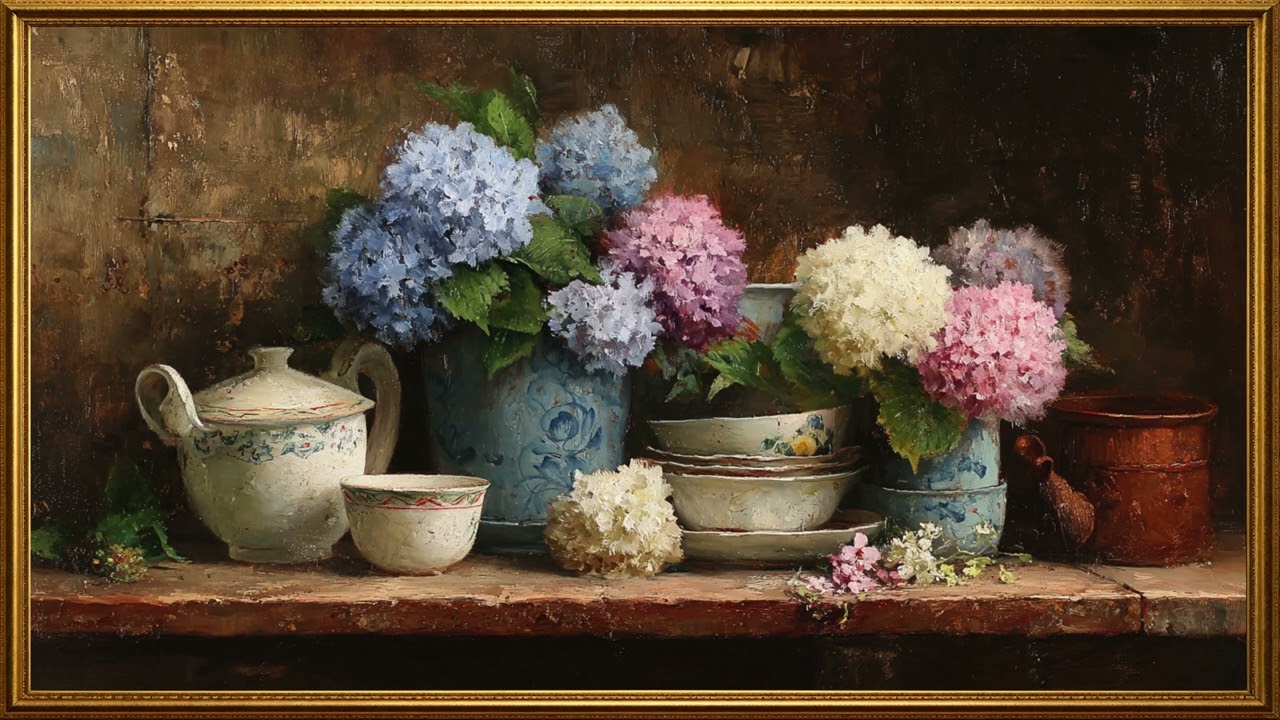 Silent Still Life Oil Painting 🌸 Vintage Flowers | 4K TV Art Screen Saver (5 Hours)