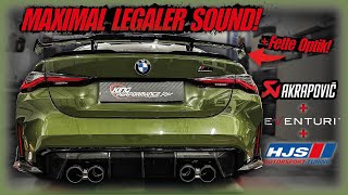 AKRAPOVIC ECE Exhaust + HJS Downpipes + EVENTURI Carbon Intake passend für BMW M4 G82 Competition