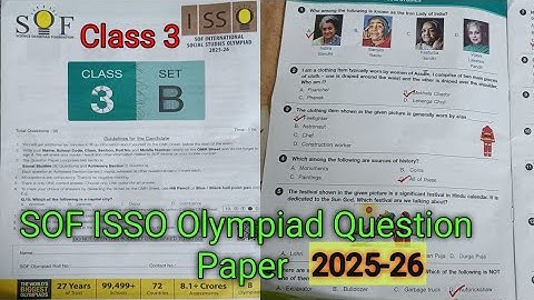 SOF Social Studies Olympiad Question Paper for Class 3 / SOF ISO 2025-26 // ISO 2025