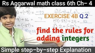 rs aggarwal Solution Class 6 chapter 4 Exercise 4B Q 2 | Integers basic math glory | math wali