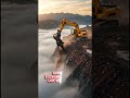 Caught on Camera! Excavator Crashes Down a Steep Cliff! #shorts #excavator #trending
