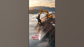 Caught on Camera! Excavator Crashes Down a Steep Cliff! #shorts #excavator #trending