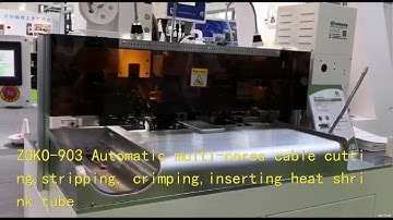 Automatic jacket cable cutting stripping and crimping machine with inserting heat shrink tube