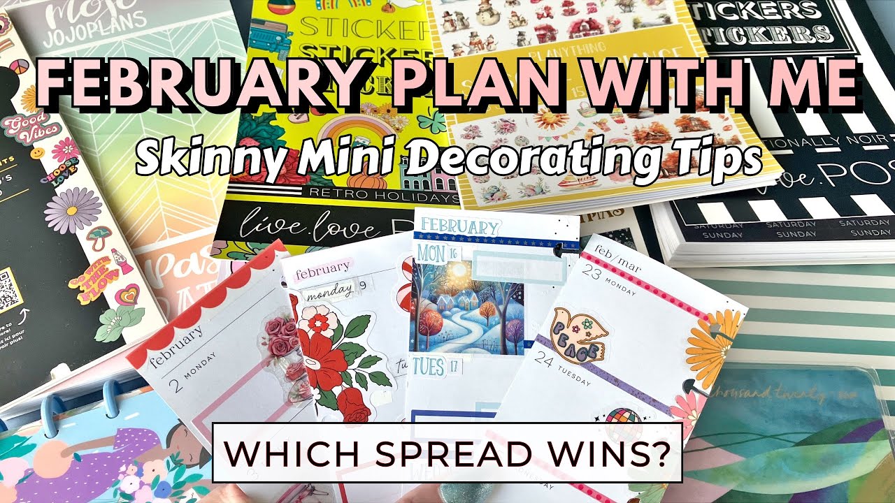 💗 February Plan With Me | 4 Skinny Mini Happy Planner Spreads + Decorating Tips