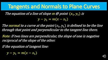 Differentiation Tangents and Normals to Plane Curves