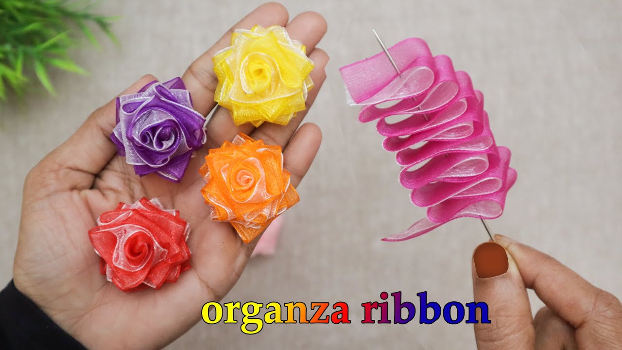 DIY Ribbon Roses, Easy Organza Flowers Making