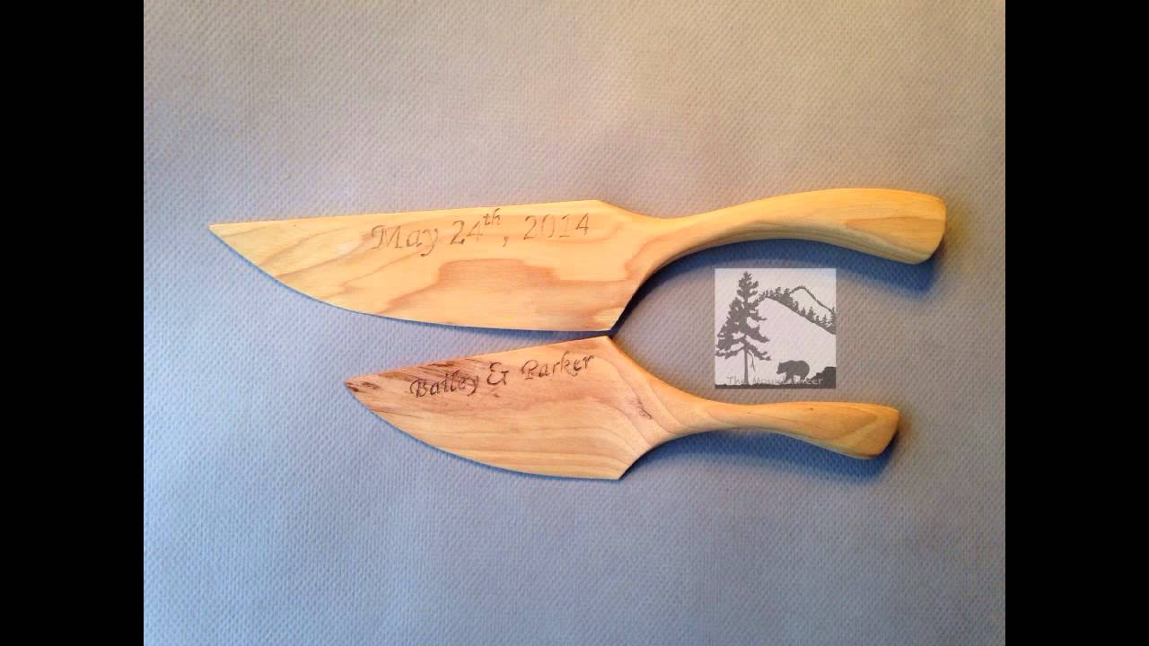 Wedding Cake Knife And Server Handcrafted In Wood Wedding Cake Knife And Server Handcrafted In Wood