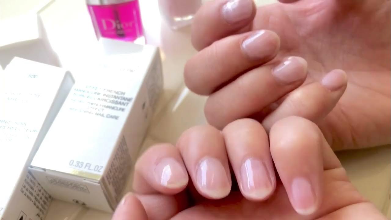 Simple Minimalist Manicure, Using Dior Diorlisse Abricot Snow Pink 800 and  Nail Glow